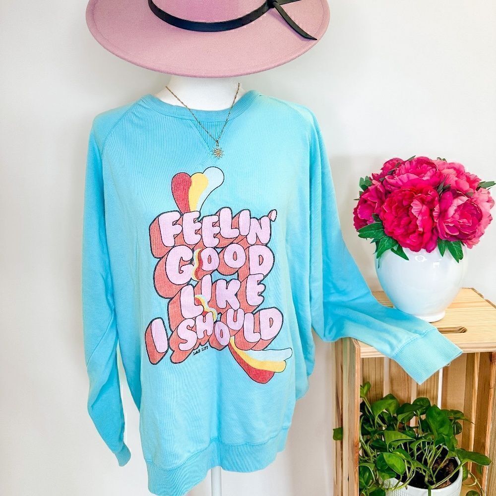Feeling Good Turquoise Oversized Sweatshirt